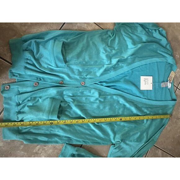 NWT Sync By Union Bay L Teal Cardigan Sweater Soft Cotton Rayon - Picture 6 of 7
